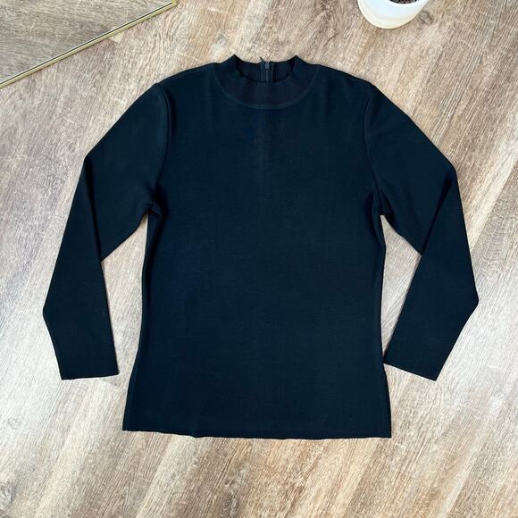 Ming Wang Mock Neck Tunic Knit Black Sweater Top - Picture 1 of 5